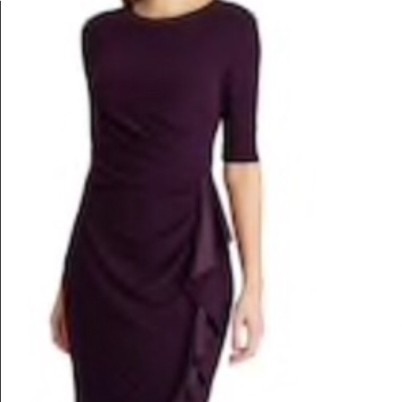 Chaps Dresses & Skirts - Chaps special occasion faux wrap dress aubergine